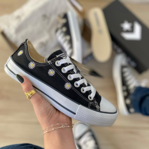 Converse ALLSTAR bajas Negro flores Linea premium