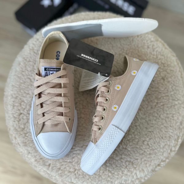 Converse ALLSTAR bajas Rosa flores Linea premium - Image 2